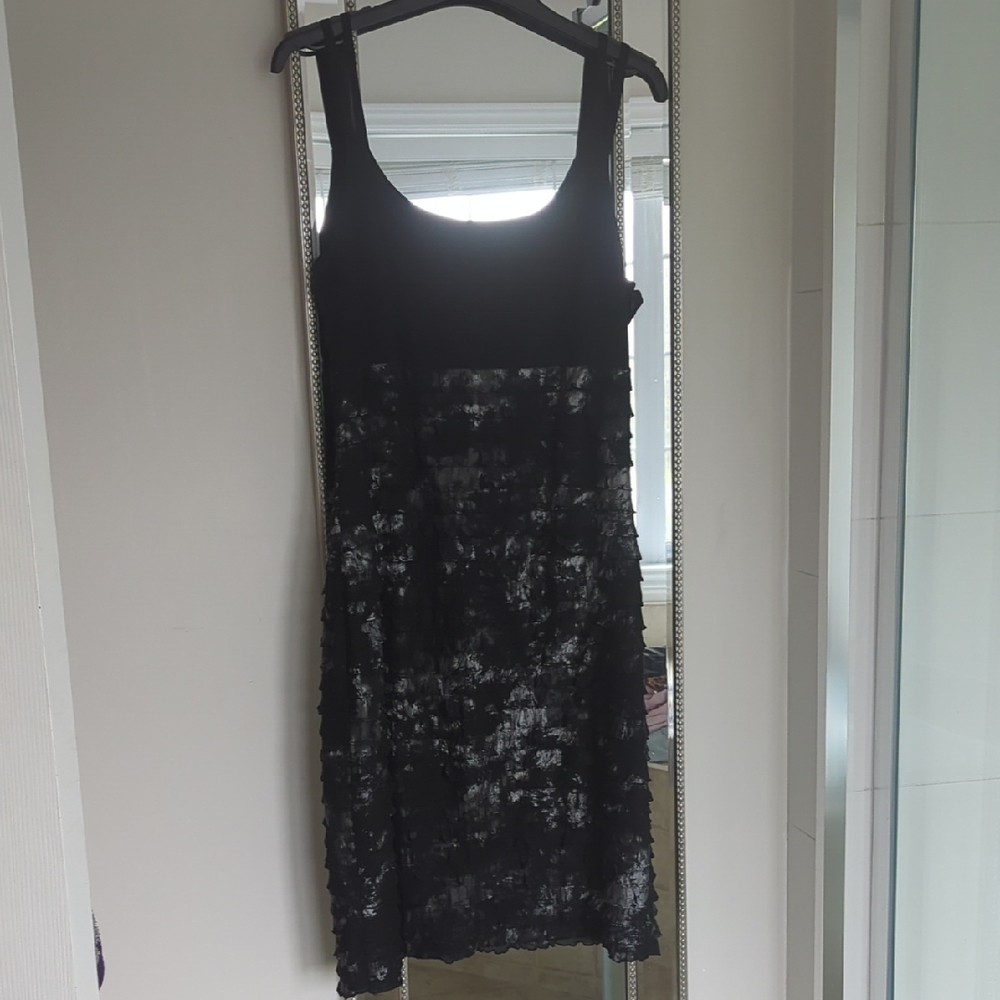Joseph Ribkoff Black and Gray Sheath Midi Dress
